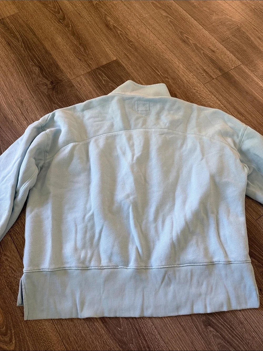 American Eagle Outfitters Light Blue Quarter-Button Cowl Pullover